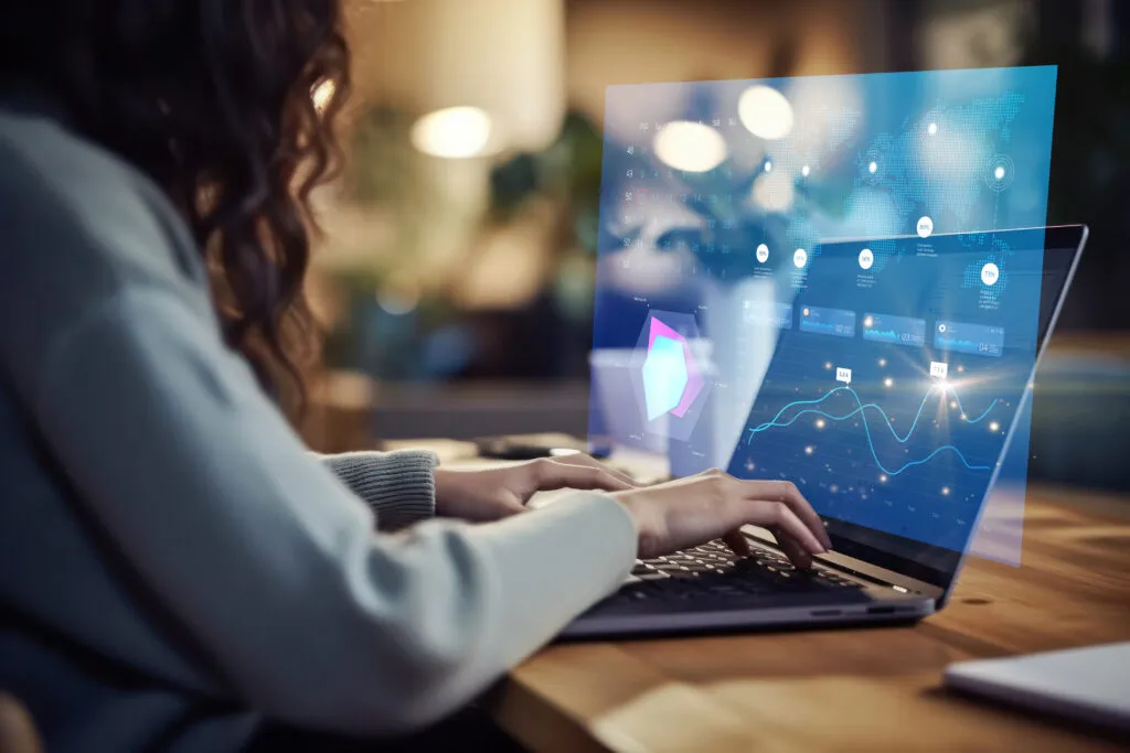 Individual working on a laptop